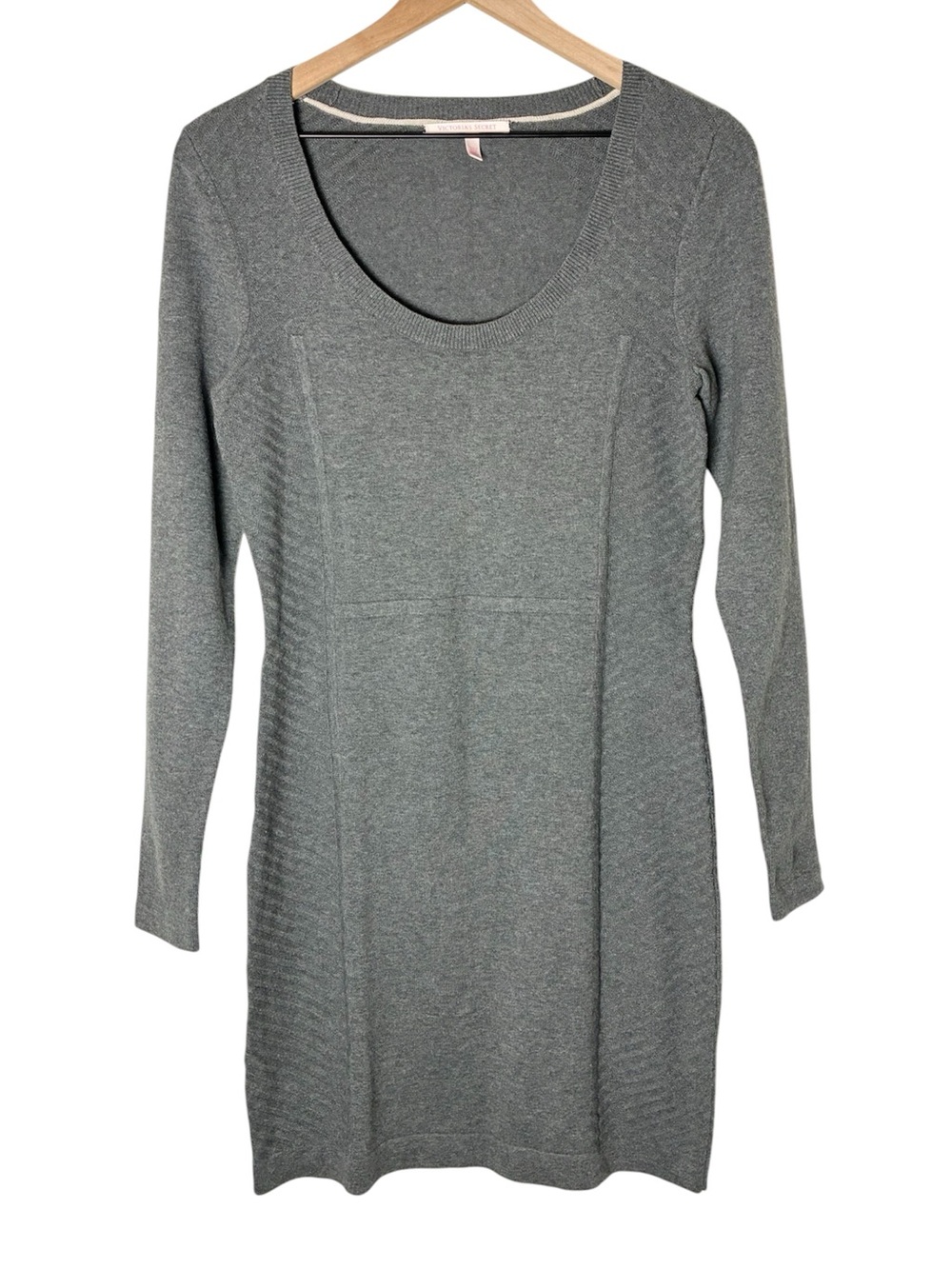 Victoria's Secret Gray Long Sleeve Scoop Neck Sweater Mini Dress Bodycon